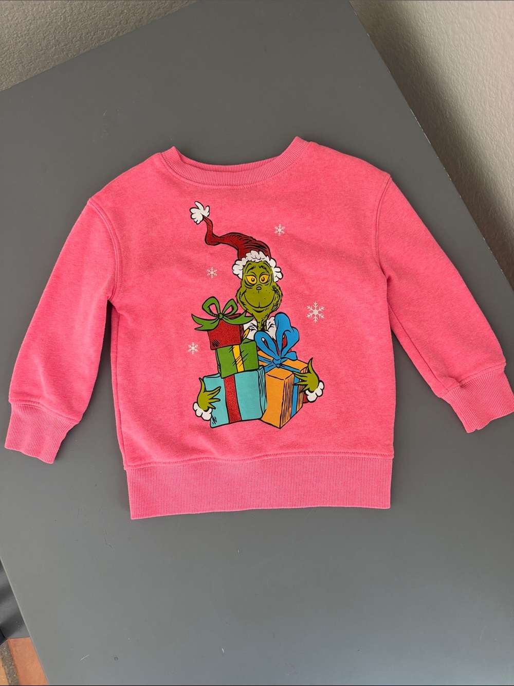 Carter's Pink Grinch Pullover Sweatshirt with Gift Graphic